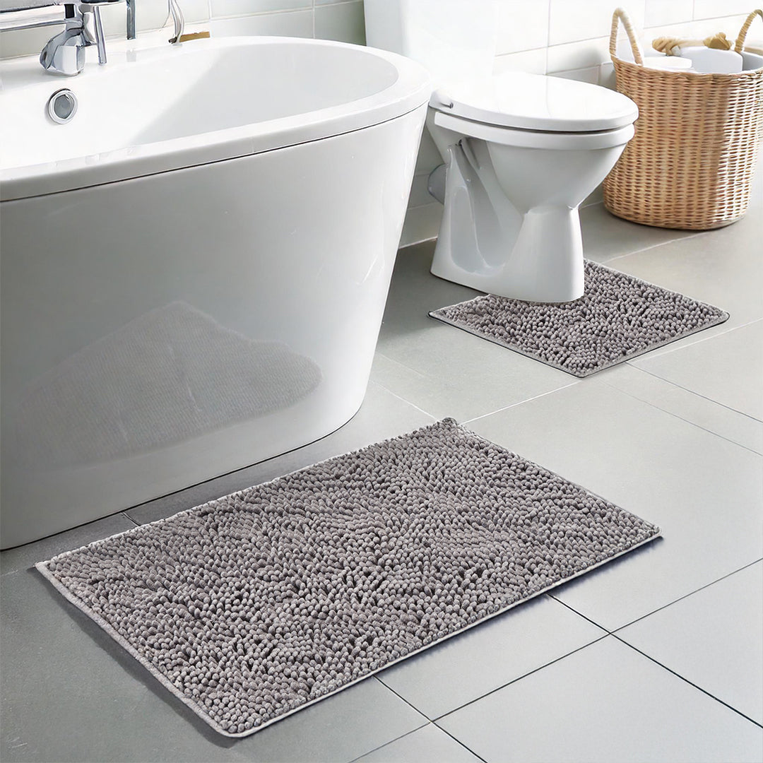 Muddy Mat Chenille Bathroom Rugs Quick Dry Microfiber Mats Non Slip Washable, Extra Thick, Soft and Highly Absorbent Bath Mats for Bathroom, Kitchen, and Shower Floor - Atlantic Blue Small 28"X18"