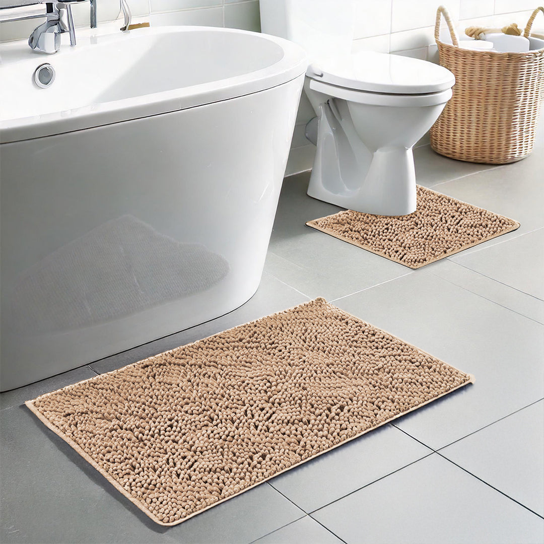 Muddy Mat Chenille Bathroom Rugs Quick Dry Microfiber Mats Non Slip Washable, Extra Thick, Soft and Highly Absorbent Bath Mats for Bathroom, Kitchen, and Shower Floor - Atlantic Blue Small 28"X18"