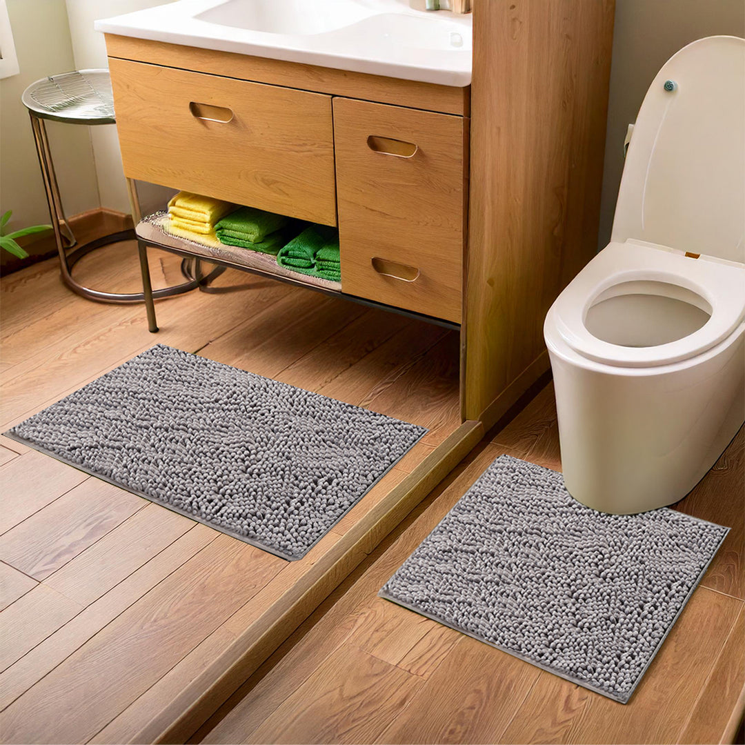 Muddy Mat Chenille Bathroom Rugs Quick Dry Microfiber Mats Non Slip Washable, Extra Thick, Soft and Highly Absorbent Bath Mats for Bathroom, Kitchen, and Shower Floor - Atlantic Blue Small 28"X18"