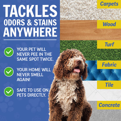 Muddy Mat® Wizz Stain & Odor Remover for strong odor of Cat & Dog Pee Cleaner, Pet urine odor eliminator, Remove strain and Odor from carpets, fabric, clothing, furniture & Pets - 24oz Spray